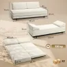 Sofá Cama de 3 Plazas 4 en 1 Sofá Cama Convertible 2 Almohadas con Funda Lavable Estructura de Acero 193x82x58 c... - Ogal.Es