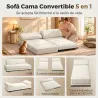 Sofá Cama de 3 Plazas 4 en 1 Sofá Cama Convertible 2 Almohadas con Funda Lavable Estructura de Acero 193x82x58 c... - Ogal.Es