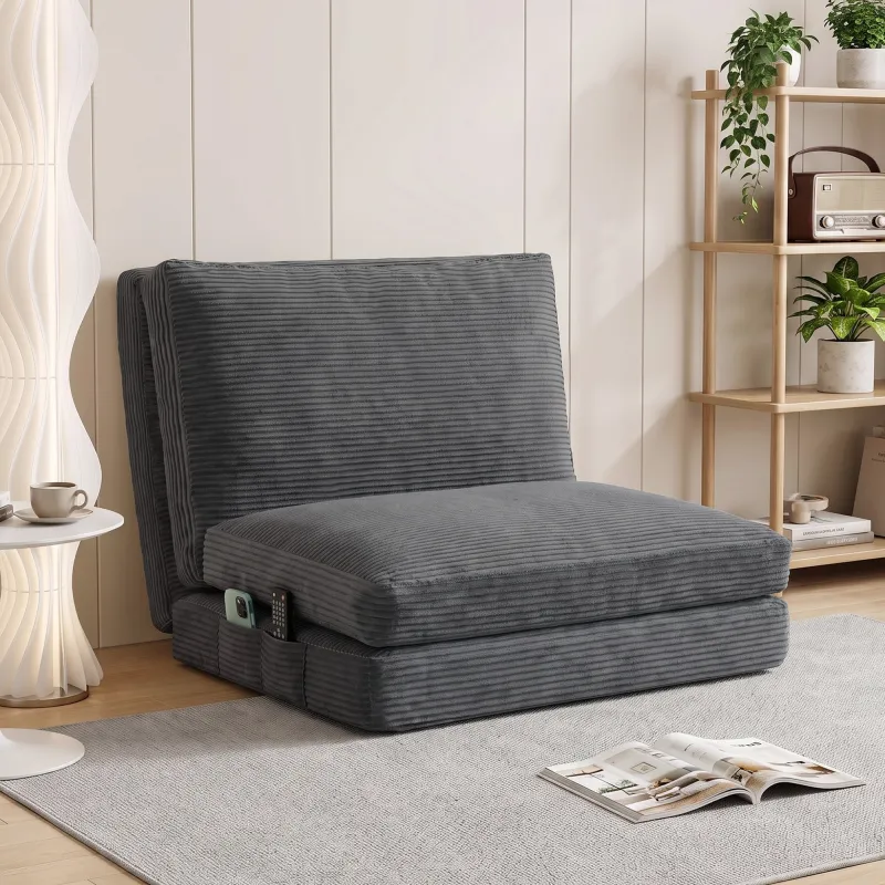 Silla de Suelo Plegable Sofá Cama Convertible de Pana 4 en 1 Acolchado Grueso Funda Extraíble y Lavable a Máquin... - Ogal.Es