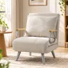 Sillón Cama con Respaldo Ajustable Tapizado en Terciopelo Almohada Reposabrazos de Madera para Salón Dormitorio ... - Ogal.Es