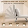Sillón Cama con Respaldo Ajustable Tapizado en Terciopelo Almohada Reposabrazos de Madera para Salón Dormitorio ... - Ogal.Es