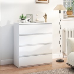 Cómoda con 4 Cajones Cajonera para Dormitorio Moderno Cierre Suave para Salón Vestidor Entrada 80x39x95 cm Blanco - Ogal.Es