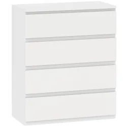Cómoda con 4 Cajones Cajonera para Dormitorio Moderno Cierre Suave para Salón Vestidor Entrada 80x39x95 cm Blanco - Ogal.Es