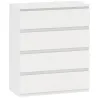Cómoda con 4 Cajones Cajonera para Dormitorio Moderno Cierre Suave para Salón Vestidor Entrada 80x39x95 cm Blanco - Ogal.Es