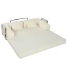 Sofá Cama Convertible 5 en 1 3 Plazas de Chenilla 207 cm Plegable de Suelo Espuma de Alta Densidad 2 Almohadas B... - Ogal.Es