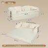 Sofá Cama Convertible 5 en 1 3 Plazas de Chenilla 207 cm Plegable de Suelo Espuma de Alta Densidad 2 Almohadas B... - Ogal.Es