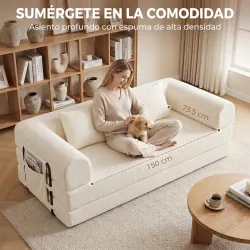 Sofá Cama Convertible 5 en 1 3 Plazas de Chenilla 207 cm Plegable de Suelo Espuma de Alta Densidad 2 Almohadas B... - Ogal.Es
